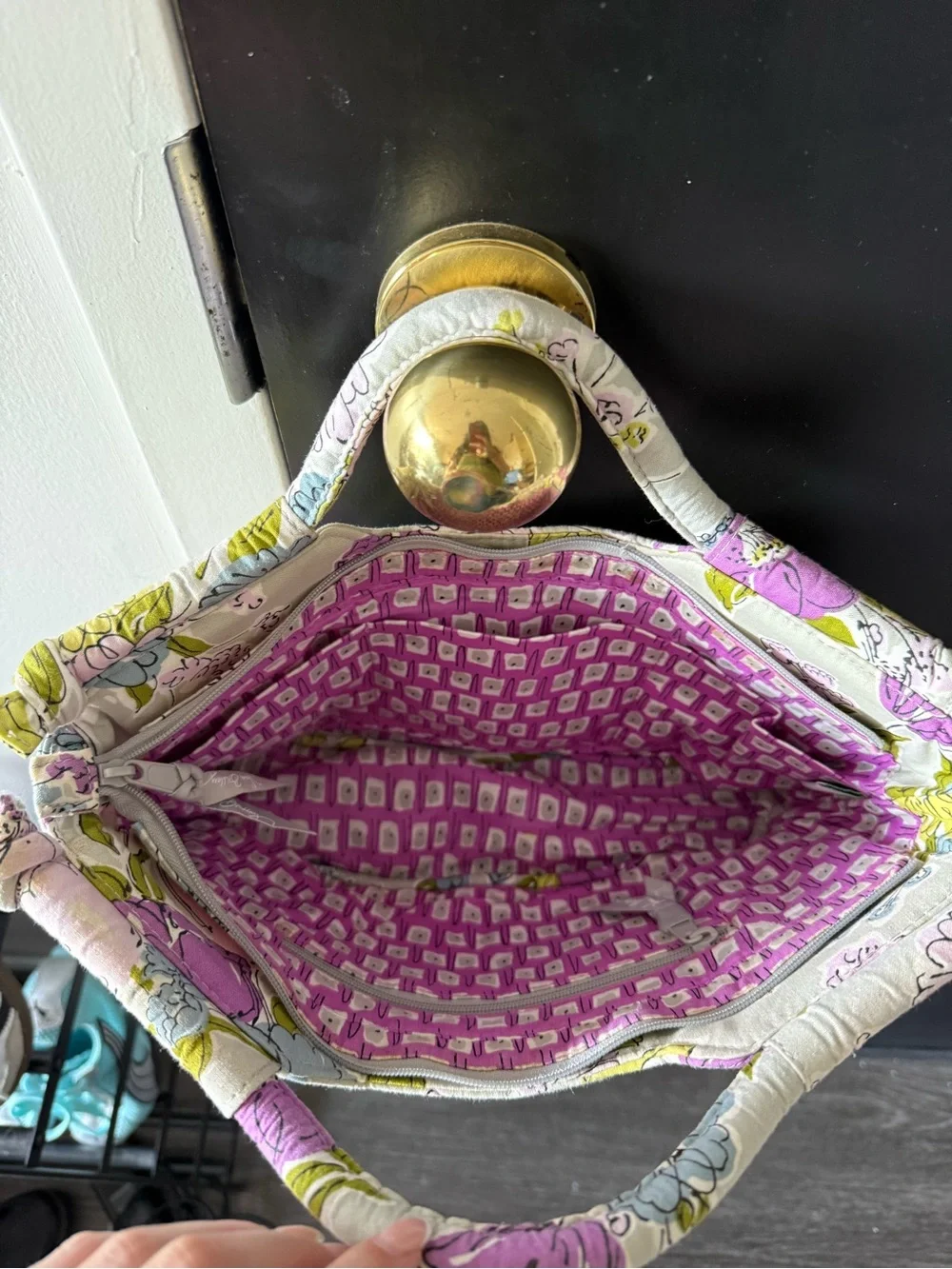 Vera Bradley Quilted Floral Shoulder Bag - Lavender, Yellow & Blue
